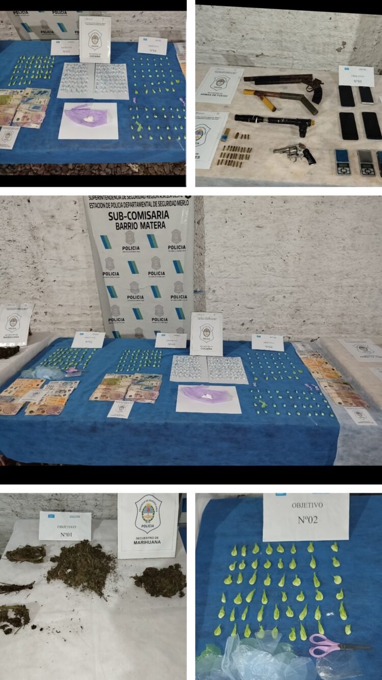 OCHO DETENIDOS EN UN OPERATIVO ANTIDROGAS EN MERLO