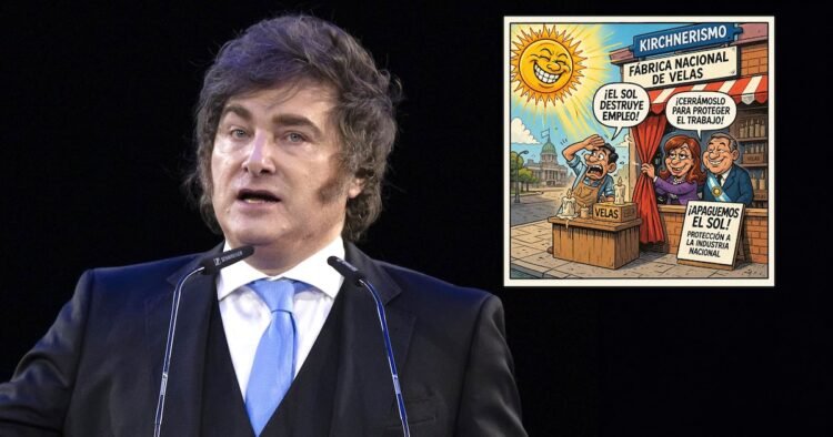 Milei intensifica su crítica a la industria nacional con una imagen satírica en redes sociales