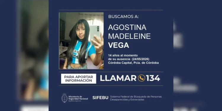 Se activa la Alerta Sofía para localizar a Agostina Vera en Córdoba
