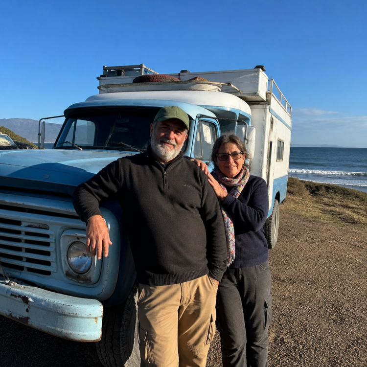 Gabriel y Karina, jubilados policeales, emprenden un viaje por la costa en un Ford 600 de 1975: “La idea es estar 20 días en un lugar”